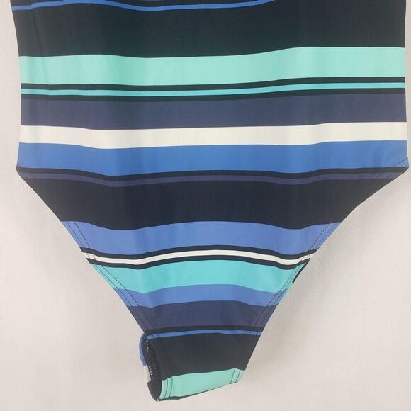 Michael Michael Kors Swimsuit Womens 8 Black Multi Stripe One Piece O-Ring - Picture 6 of 13